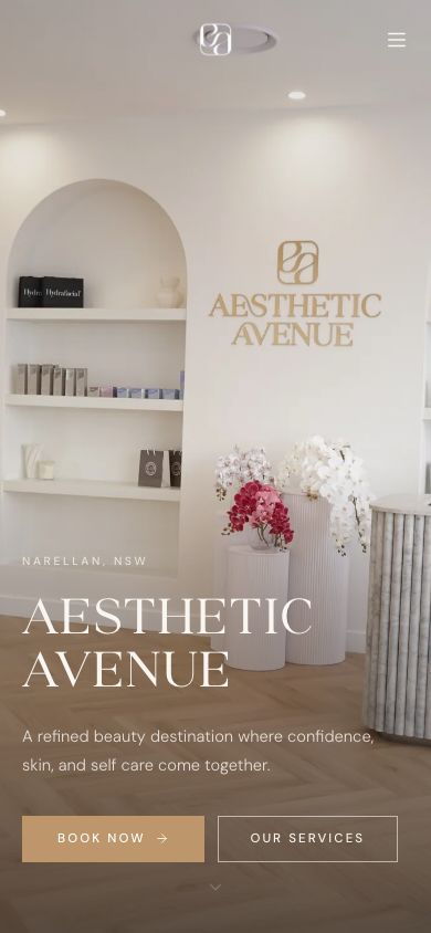 Aesthetic Avenue website on a phone