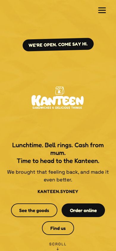 Kanteen website on a phone
